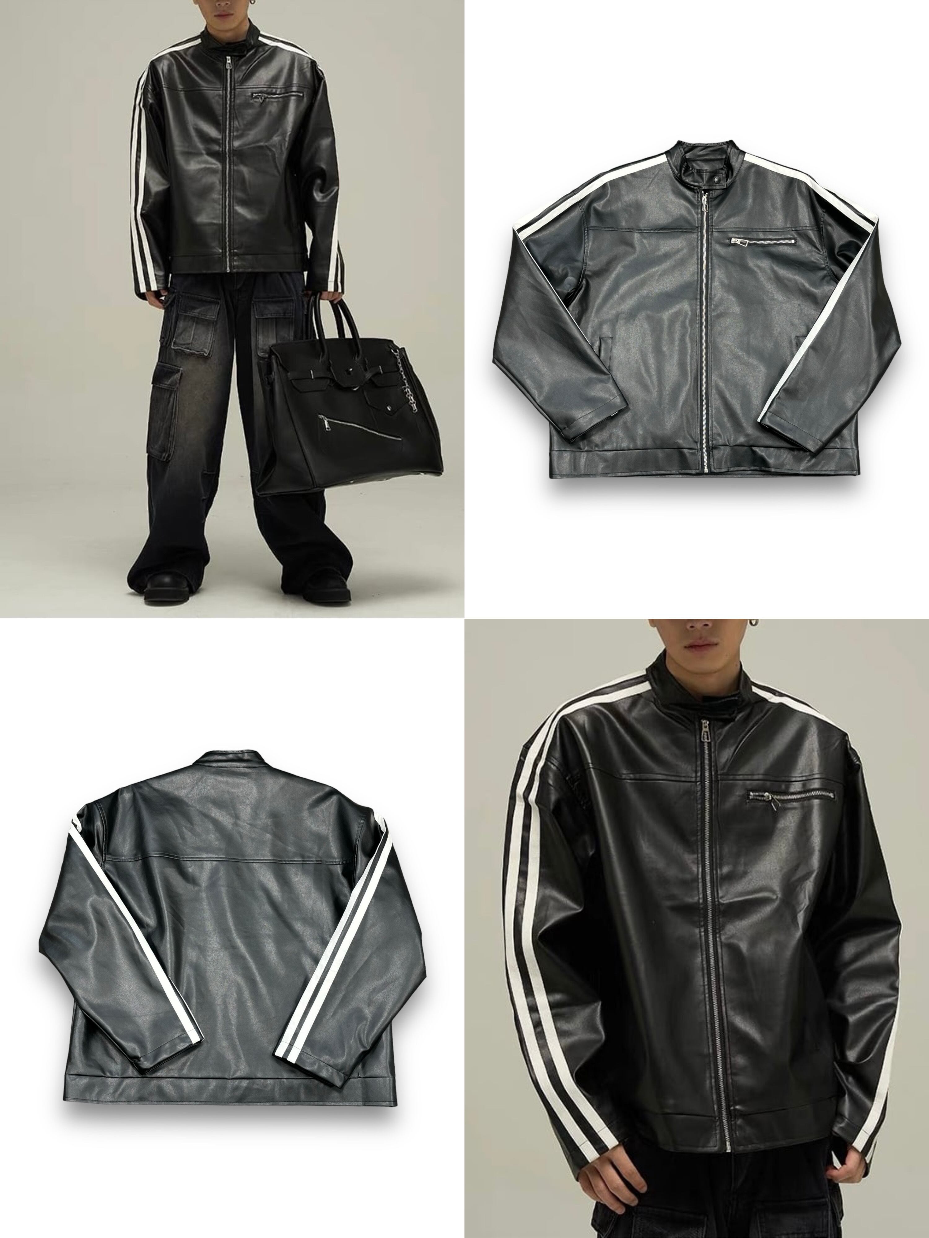 【PLANET STUDIO】line leather jacket