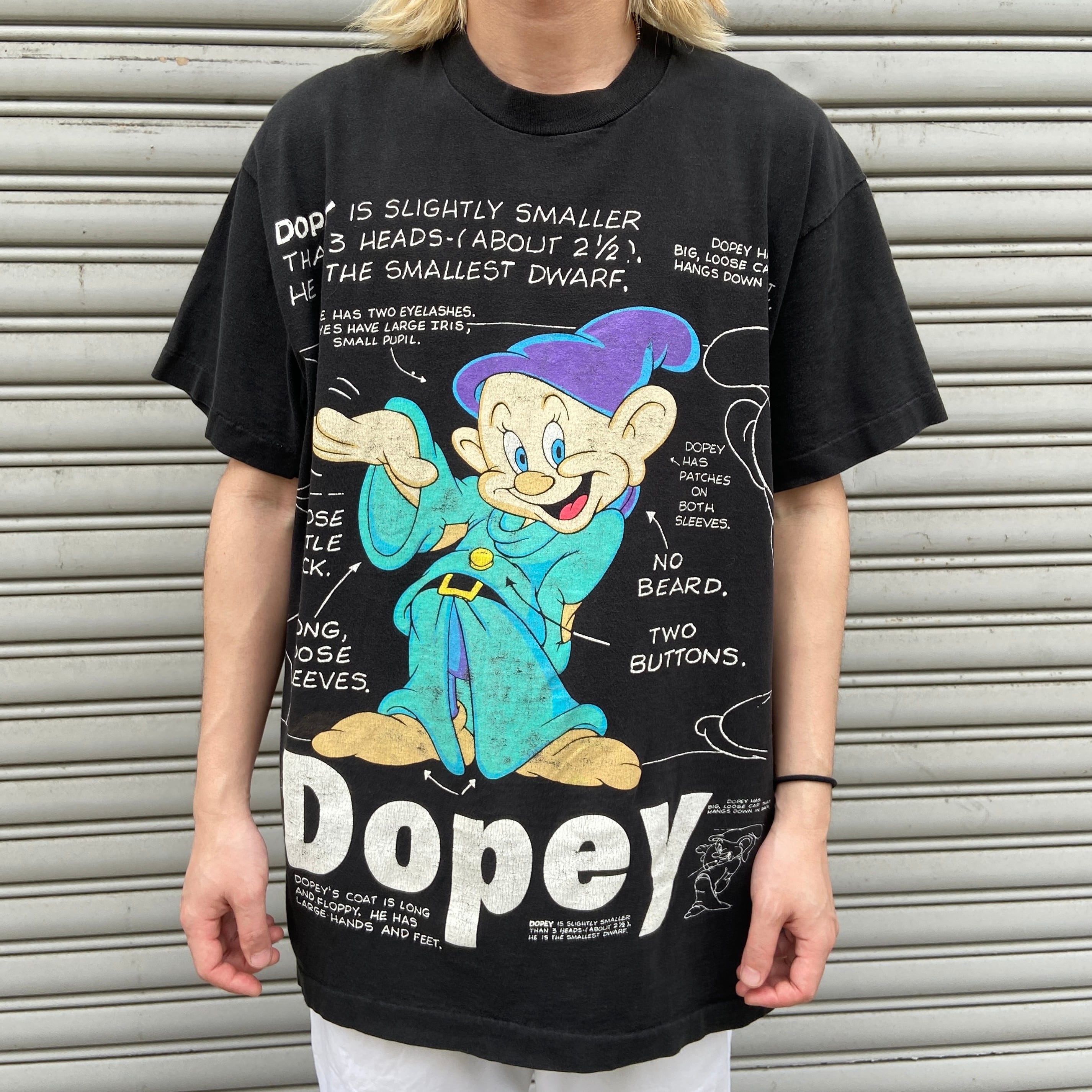 90s 白雪姫 7人の小人 dopey キャラクターTシャツ ディズニー 黒