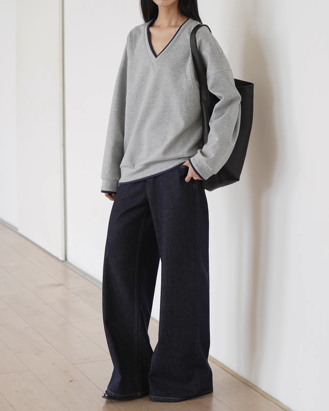 Denim wide Pants T20393