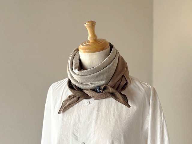 ベルギーリネン  大判スカーフ［Tsumiki］　ベージュ/ナチュラル/カーキ