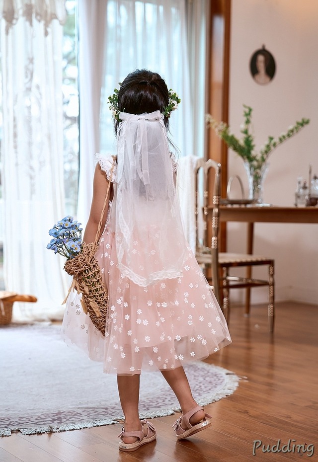 【予約】<PUDDING>  Flower net dress