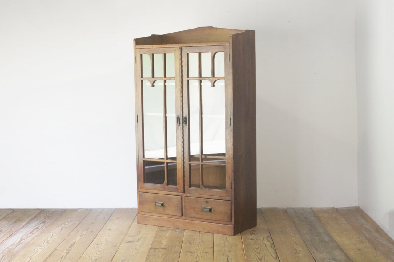 レトロ ガラスキャビネット 本箱 収納 食器棚 ラック 引き出し 抽斗 2杯 レトロ ガラスキャビネット 本箱 収納 食器棚 ラック 引き出し