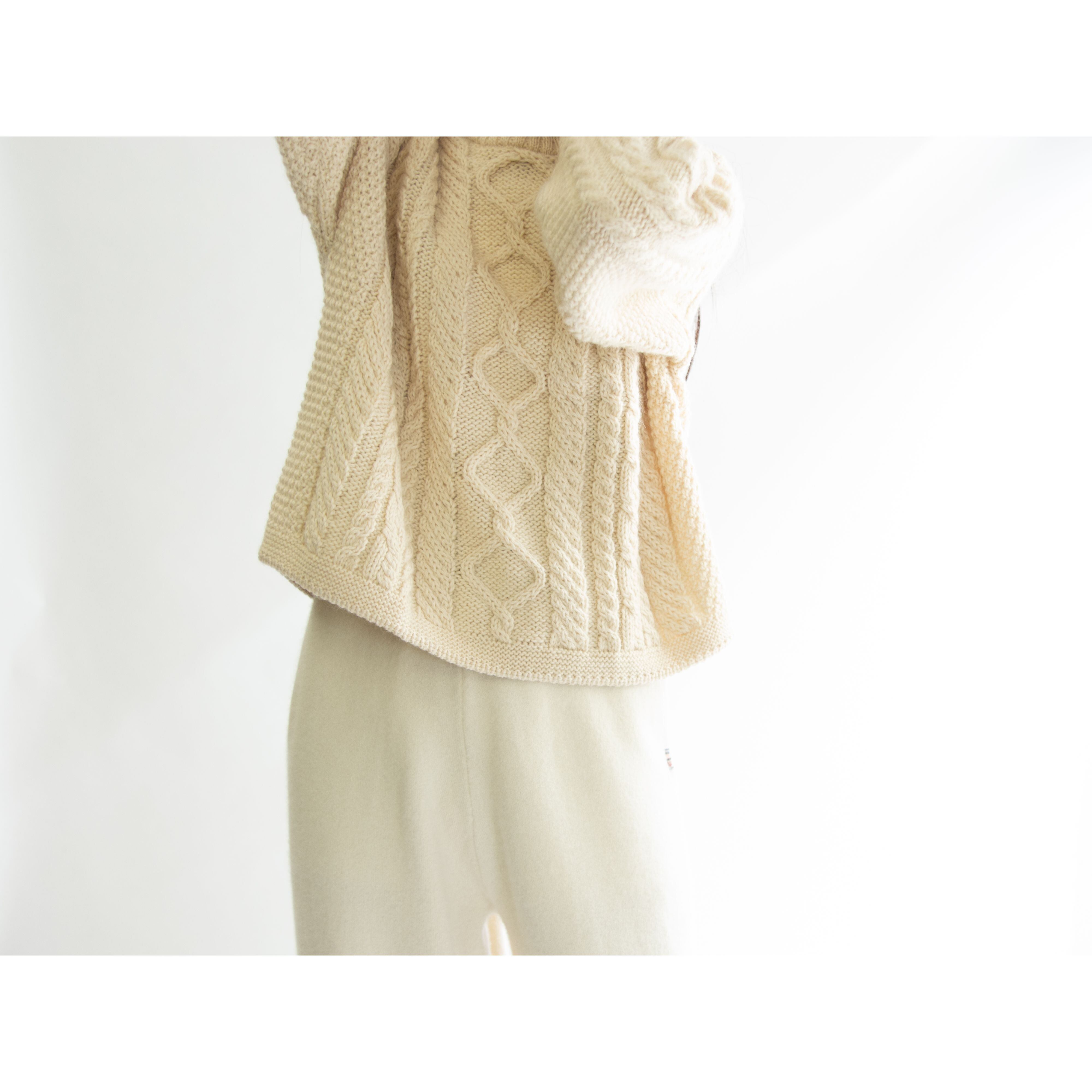 【Guernsey woollens】Made in Guernsey British Isles 100% wool cable knit pullover(ガンジーウーレンズ ケーブルニットプルオーバー セーター)11a