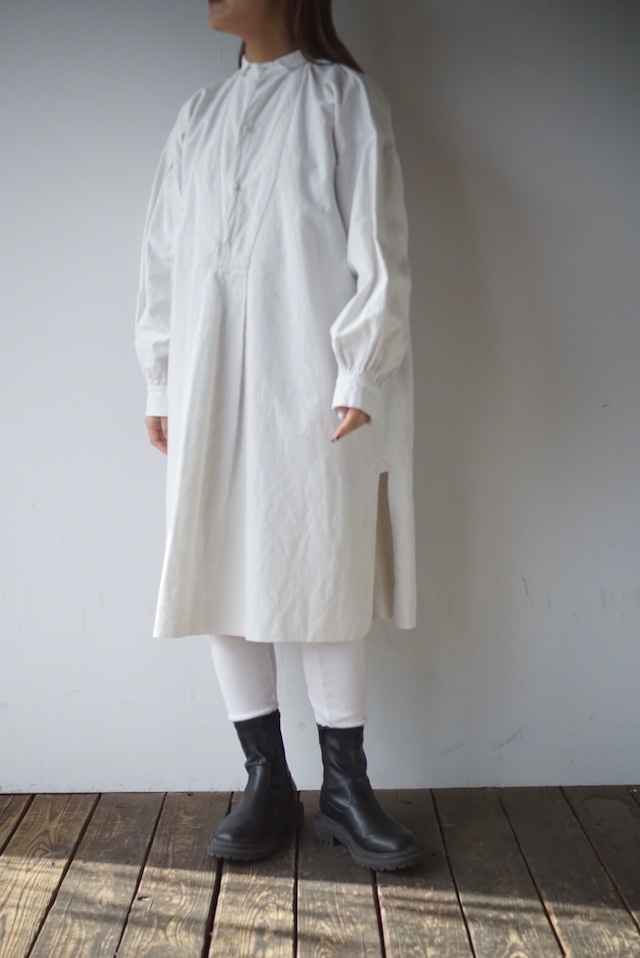 【monoya】antique linen shirt one-piece