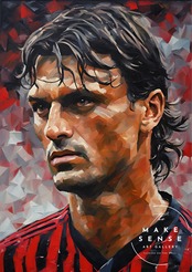 Eternal Defender｜マルディーニを描いたアートポスター｜ACミラン伝説のディフェンダーを讃える一枚A2ポスター