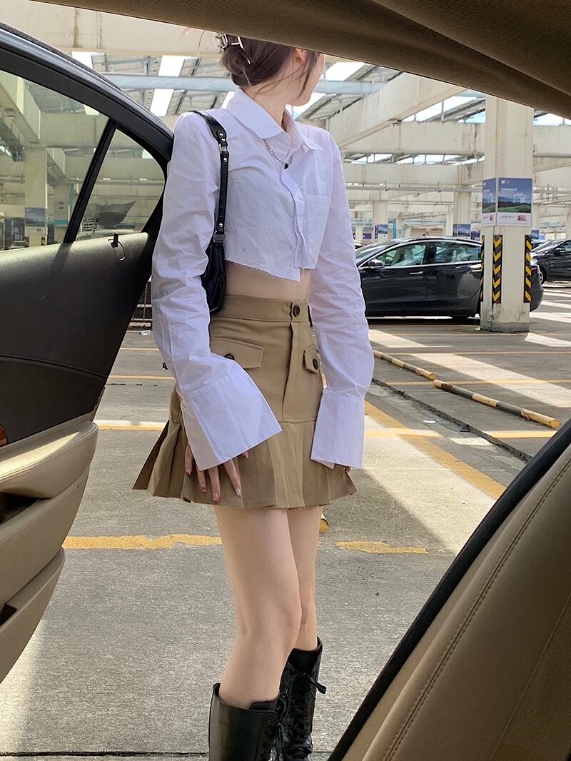 ウェストスリムAラインスカート サマーカジュアルプリーツ 夏物 モンロー88889307591