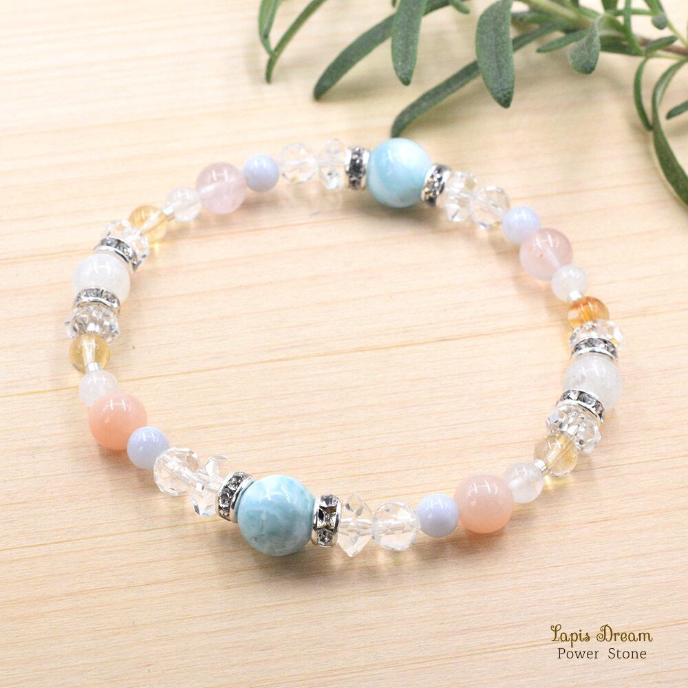ポジティブ思考になるお守り | ラリマー、モルガナイトのパワーストーン ブレスレット