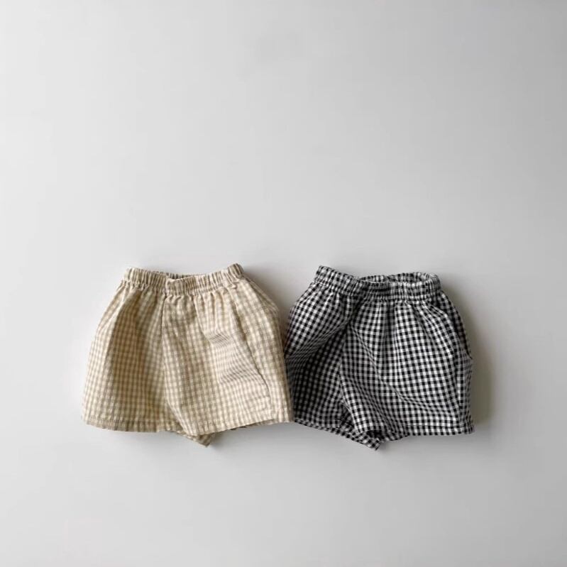 【BABY&KID】韓国風 チェック柄ショットパンツ
