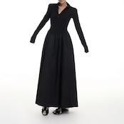 ジップアップ パッチワークAラインワンピース H0059