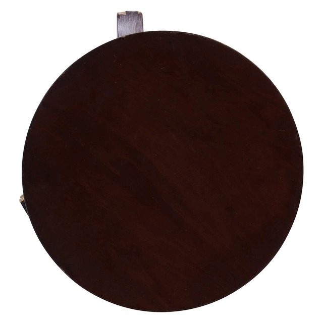 不二貿易 サイドテーブル ナイトテーブル 丸 幅40×奥行40×高さ54cm ダークブラウン 天然木 組立商品 77662