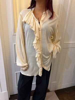 Ralph Lauren / vintage frill silk shirt.  (O)