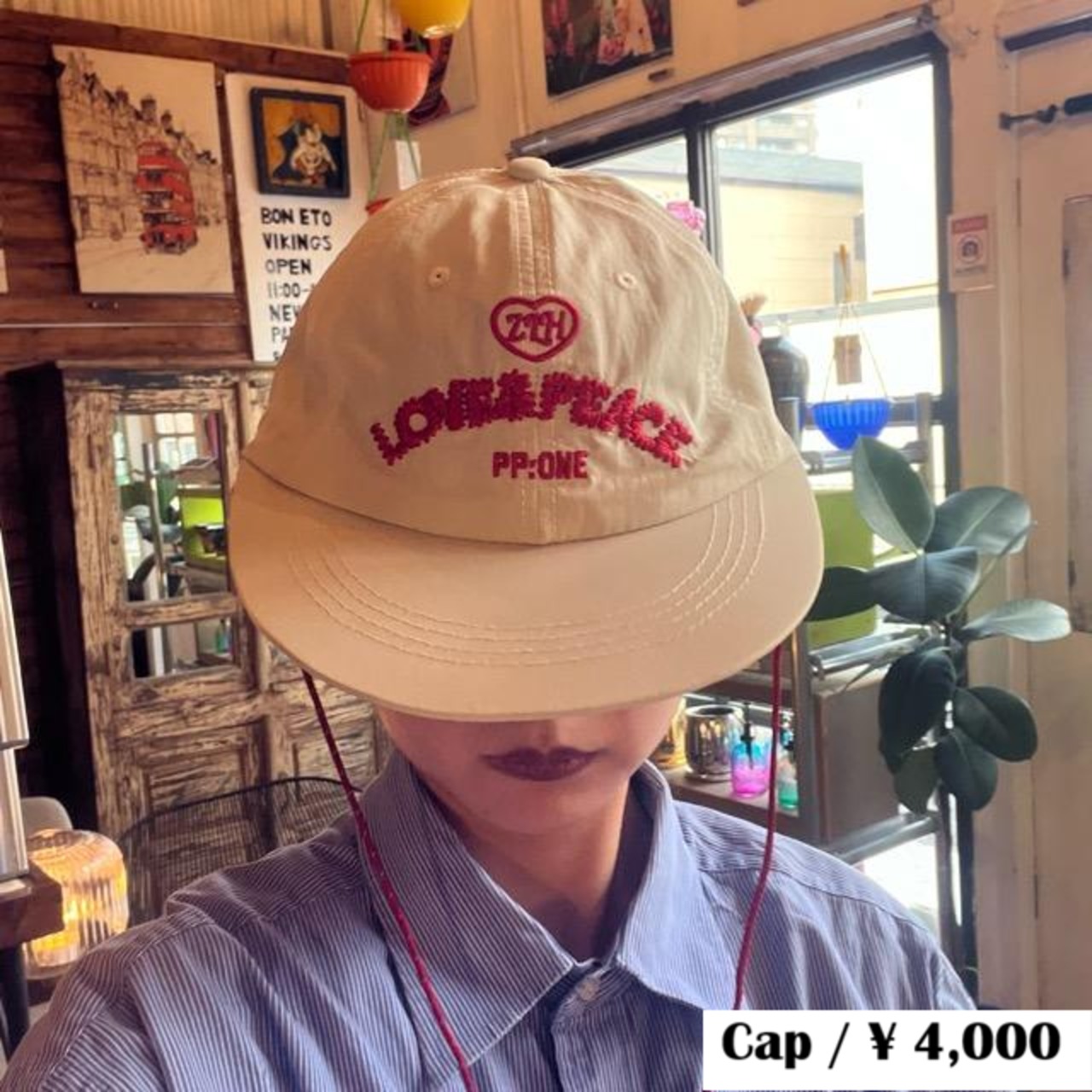 TOPANGA Accessory　Love & Peace String Cap　ラブ＆ピース　紐付きキャップ　Cap　キャップ　帽子　