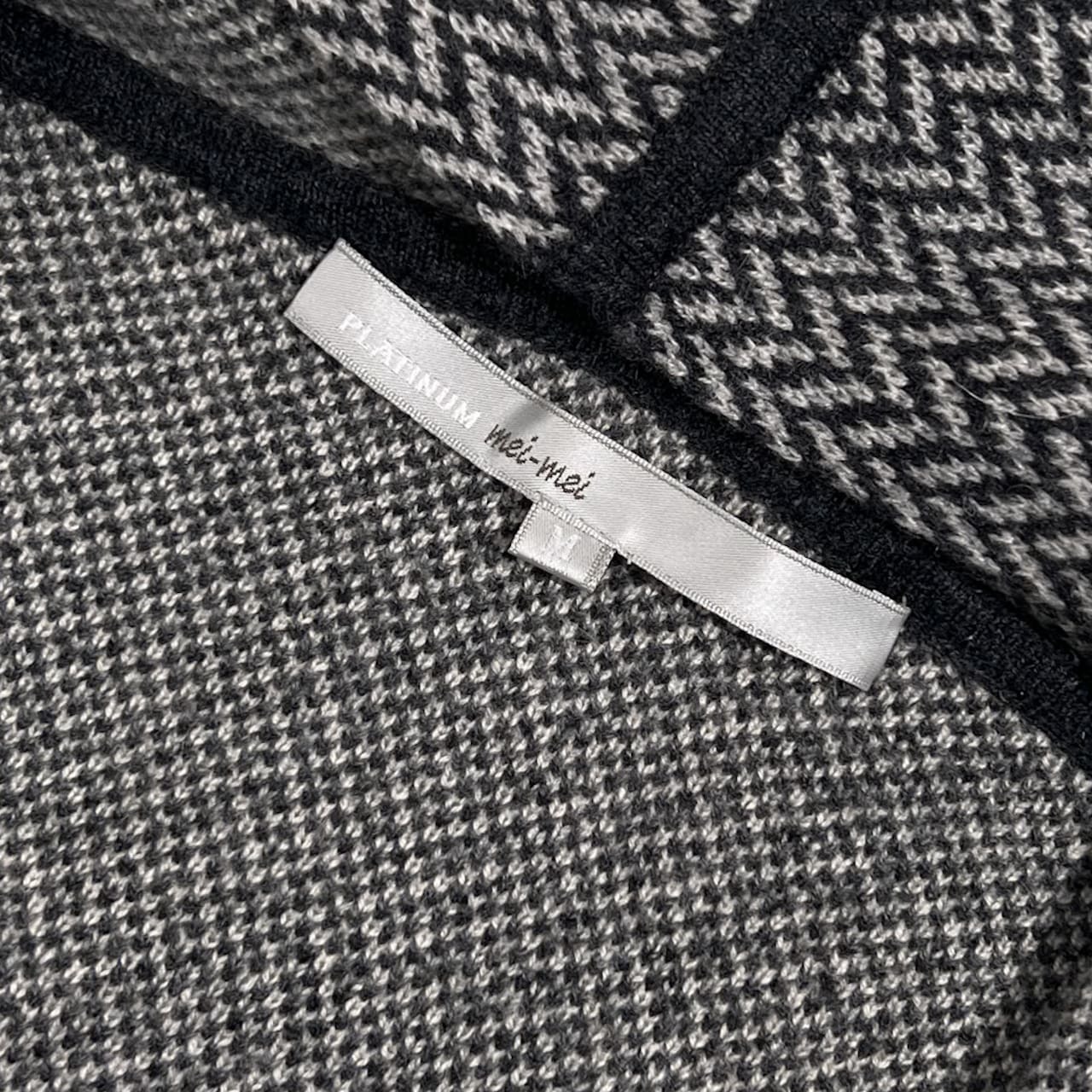 カシミヤ100% PLATINUM mei-mei プラチナムメイメイ ヘリンボーン柄 フーデッド コート 羽織 M/グレー系 レディース