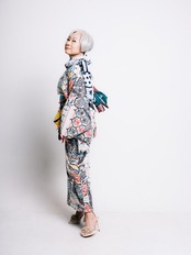 RumiRock 反物 ゆかた「ベラドンナ」マルチストライプに黒　[A961]