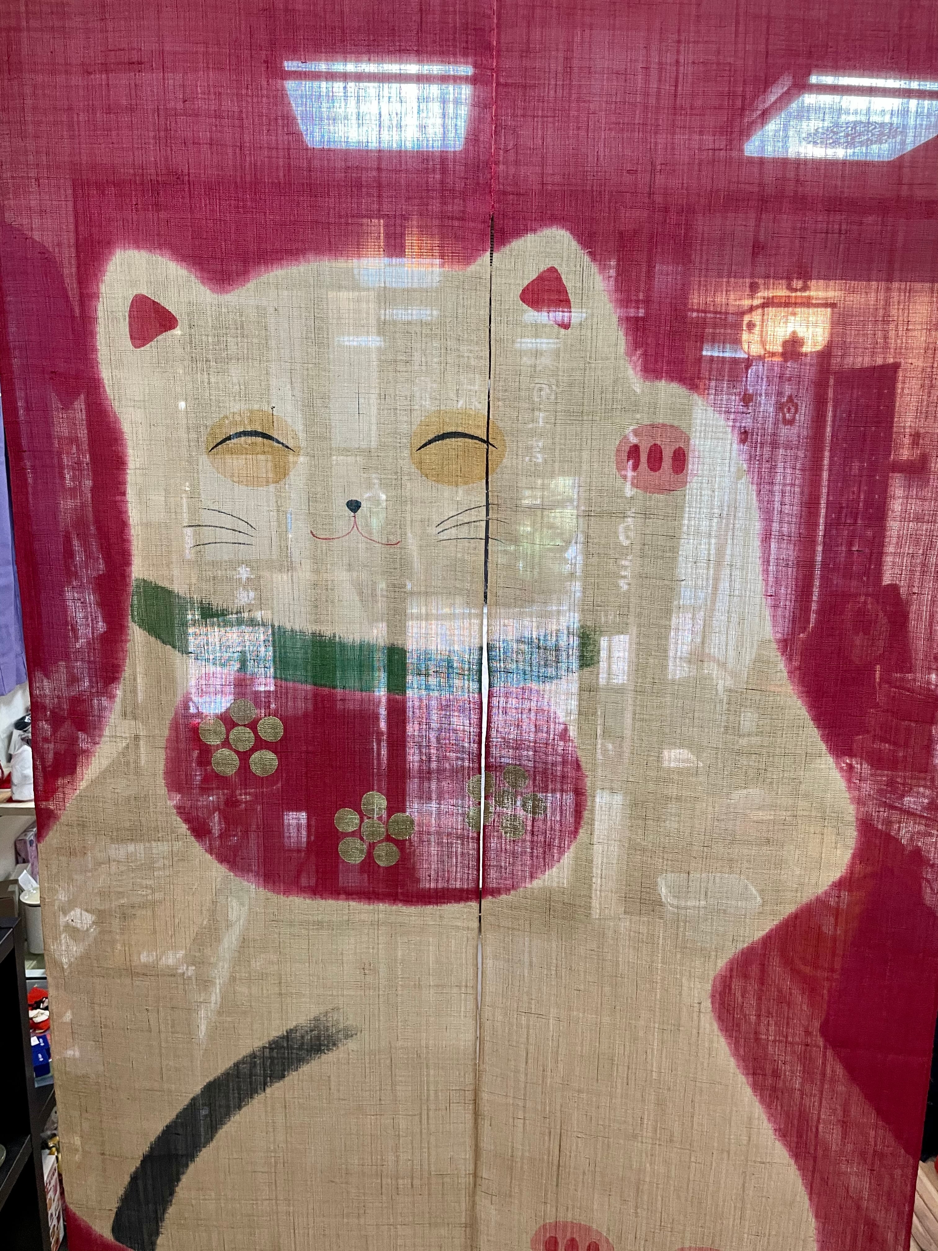 暖簾 のれん 招き猫 麻 本染め | 西村商店 浅草・合羽橋