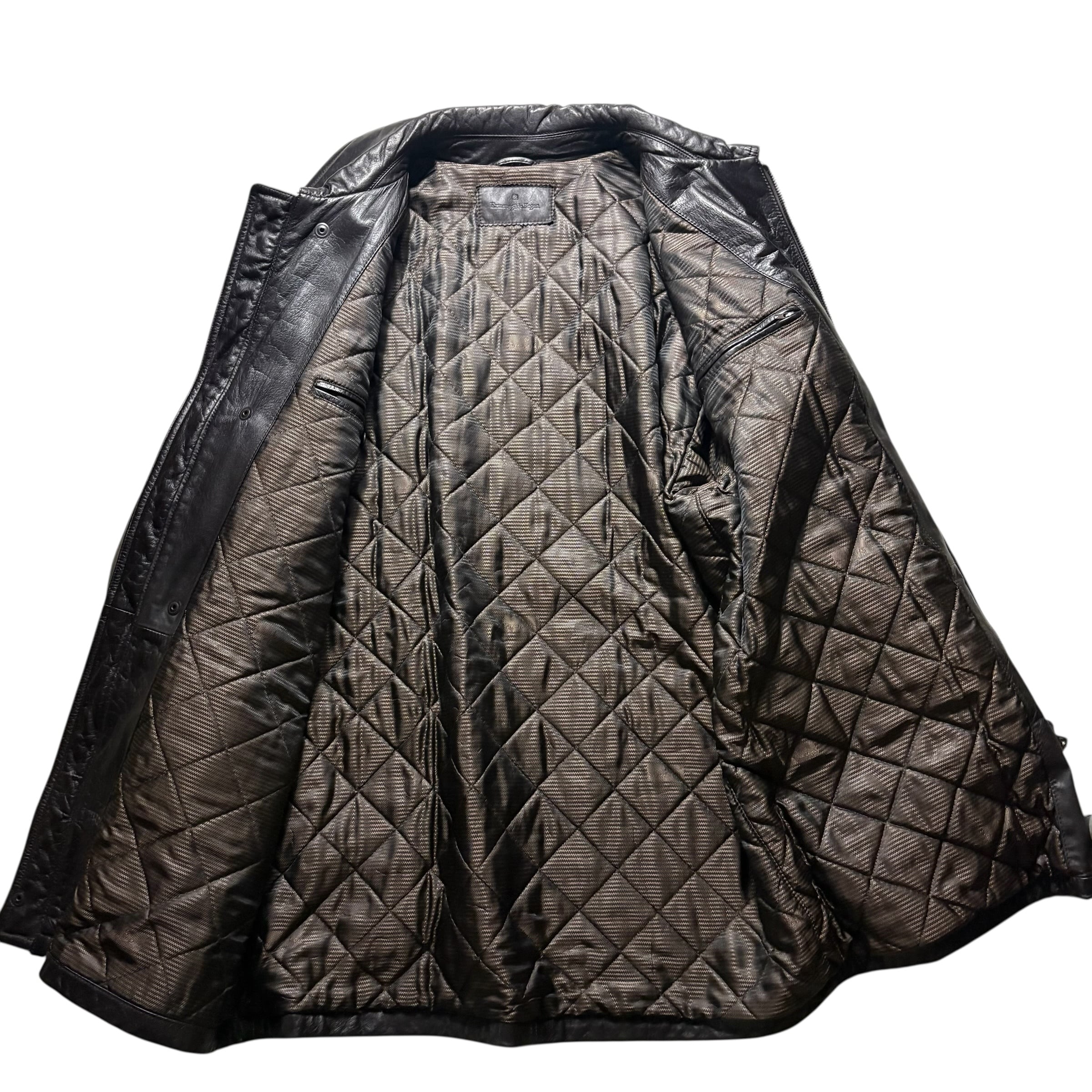 vintage ERMENEGILDO ZEGNA leather car coat | NOIR ONLINE