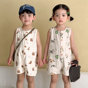 【BABY&KID】クマ柄ノースリーブオールインワン