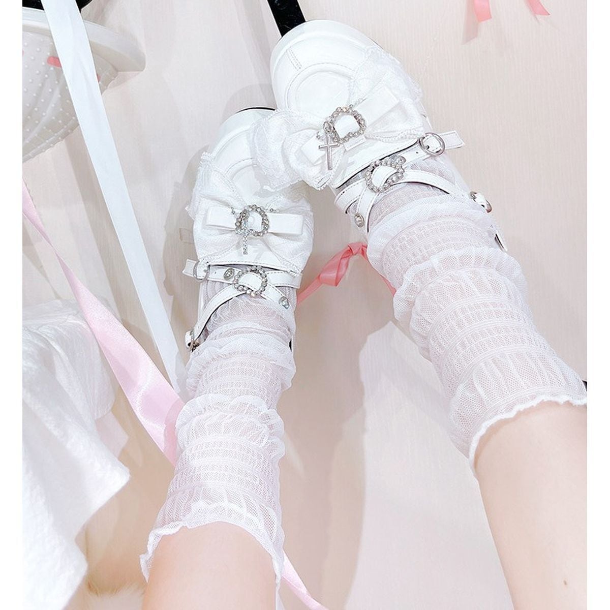 地雷系フリルリボン厚底パンプス | Maiden's Rêve