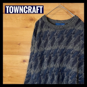 【TOWNCRAFT】柄ニット セーター 幾何学模様 個性的 L アメリカ古着