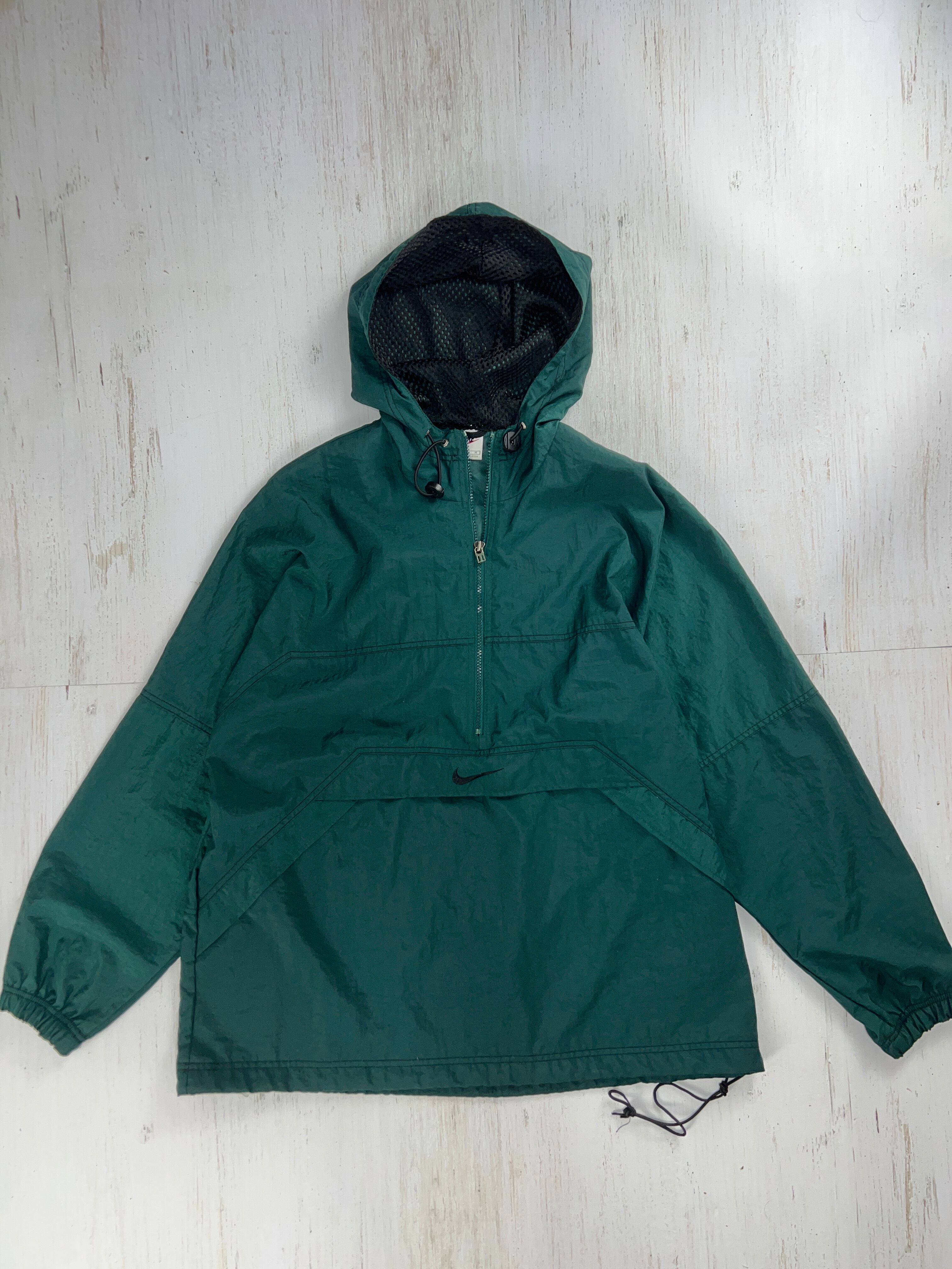 1990’a NIKE Nylon Anorak Hoodie Jacket (Green) / NIKE ナイロンアノラックパーカー(グリーン)