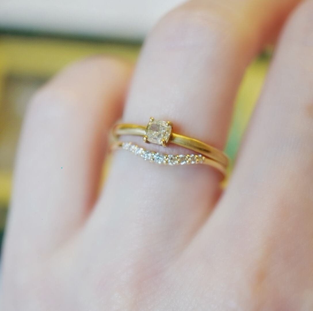 order ring】10kゆるV字ダイヤモンドハーフエタニティリング | myuto