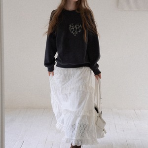 leopard heart sweatshirt　J00345