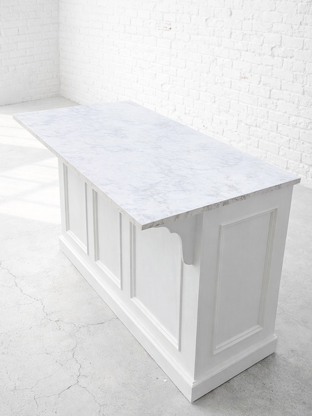 海外インテリア風キッチンカウンター179 (大理石天板・アイランドカウンター)W1200 オーダーメイド家具