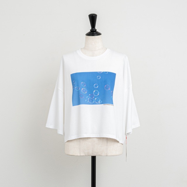 【PASSIONE／パシオーネ】フォトグラフィックショート丈ボックスTシャツ（ホワイト）