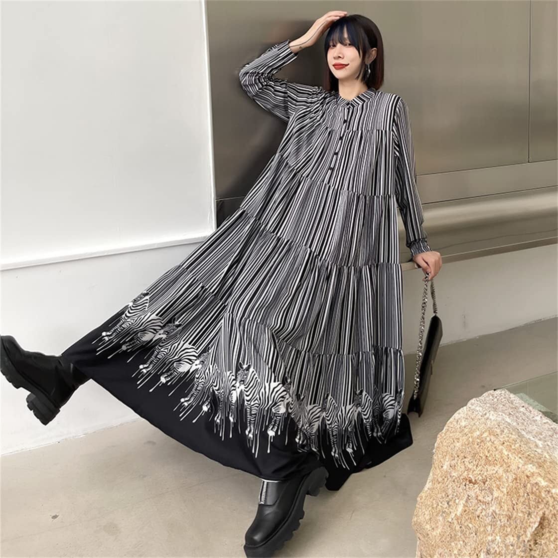 新着商品】[もうほうきょう] ロングシャツワンピース 長袖 マキシ丈