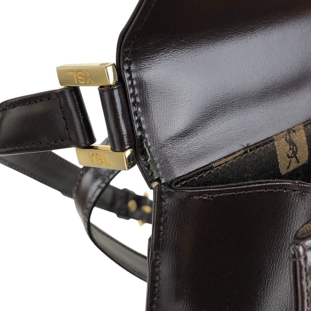 Yves Saint Laurent イヴ・サンローラン ショルダーバッグ ブラウン YSL レザー vintage ヴィンテージ オールド yeh3vd