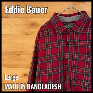 【Eddie Bauer】長袖シャツ ネルシャツ 赤チェック Lサイズ エディーバウアー アウトドア US古着 アメリカ古着