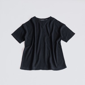 Compact spin cotton back line T-shirt / Black