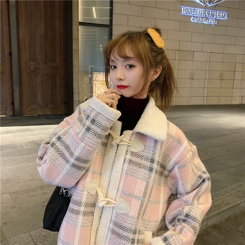 ✞甘めダッフルチェック柄ショート丈コート ウィンタージャケット バックル ロング レトロ スウィート 秋冬✞ゴスロリ SM ミリ 甘ロリ クラロリ 和ロリ エレガント 黒ロリ 姫ロリ 華ロリ BB-BB43081692639