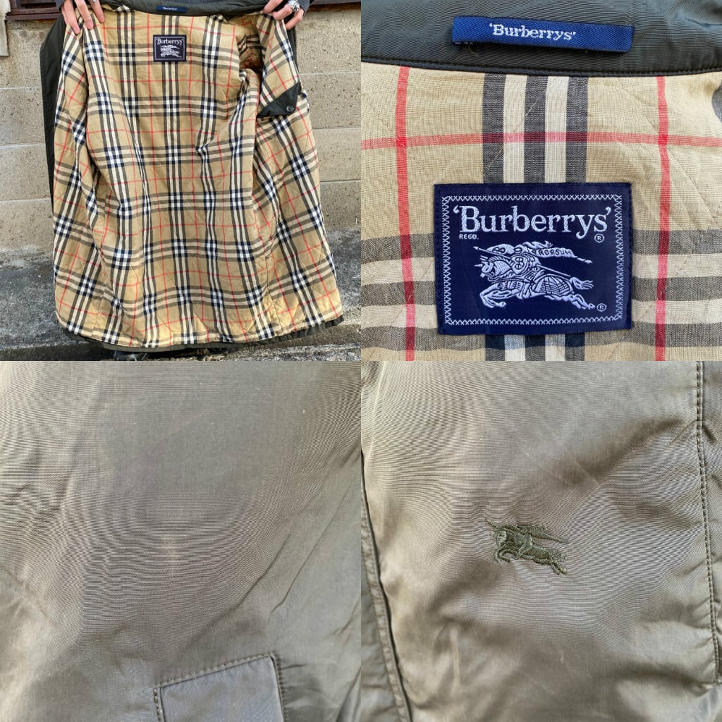 Burberry's バーバリー ポリエステル×ナイロン ステンカラーコート メンズL相当 古着 バルマカーンコート 裏地バーバリーチェック カーキ  オリーブグリーン ハーフコート【コート】 | cave 古着屋【公式】古着通販サイト