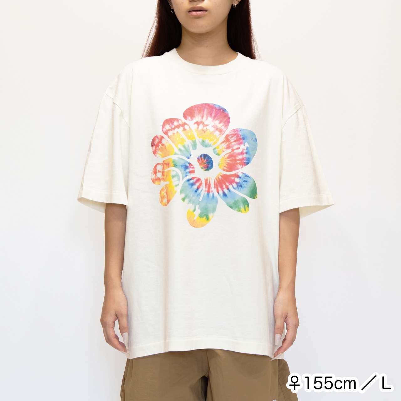 DAVRYU tiedye flower TEE [フェードホワイト]