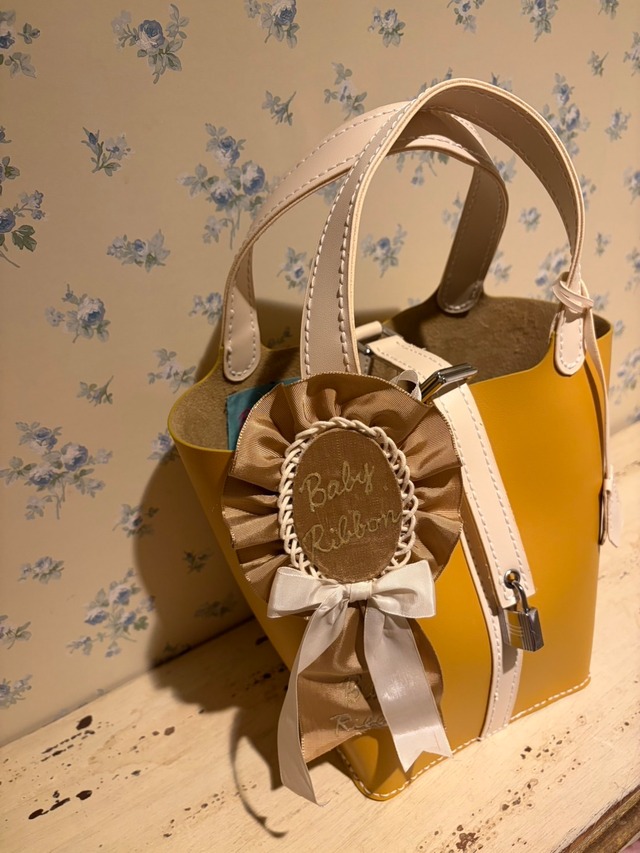 キャメル×オフ白のロゼット付 Bag(260803)