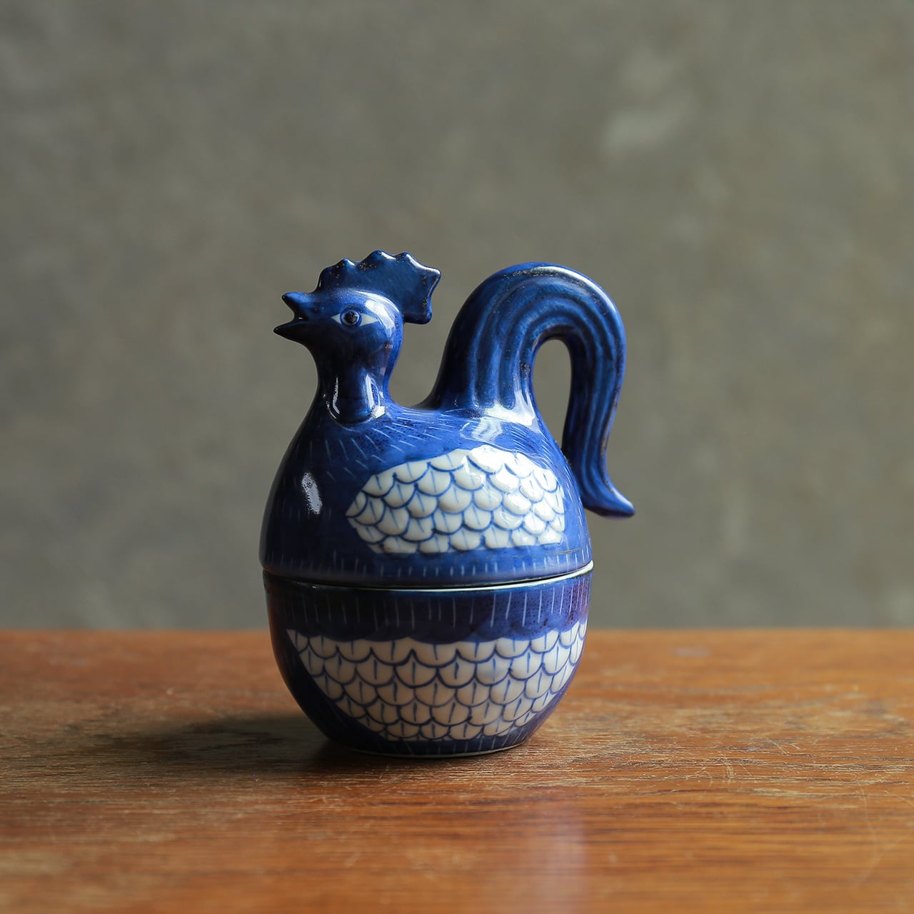 パカッと開く、陶器の青いニワトリ | 木と、輝と。| 一点もの