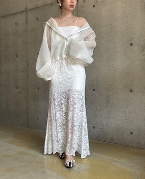 【3/28 21:00〜】ウエストゴムストレッチレースロングスカート【ホワイト】