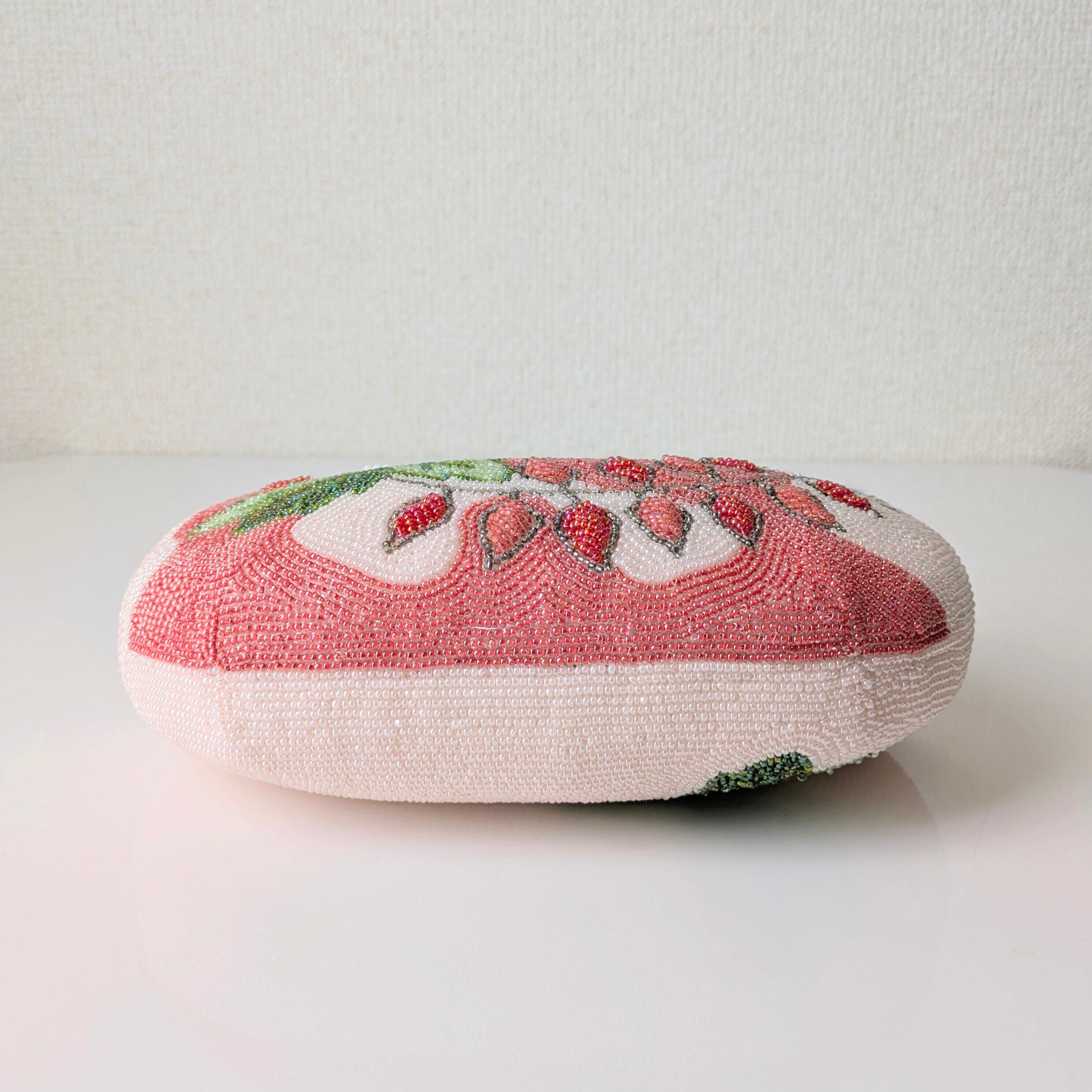 Vintage】ビーズ刺繍バッグ ピンク 藤の花模様 パーティーバッグ 昭和