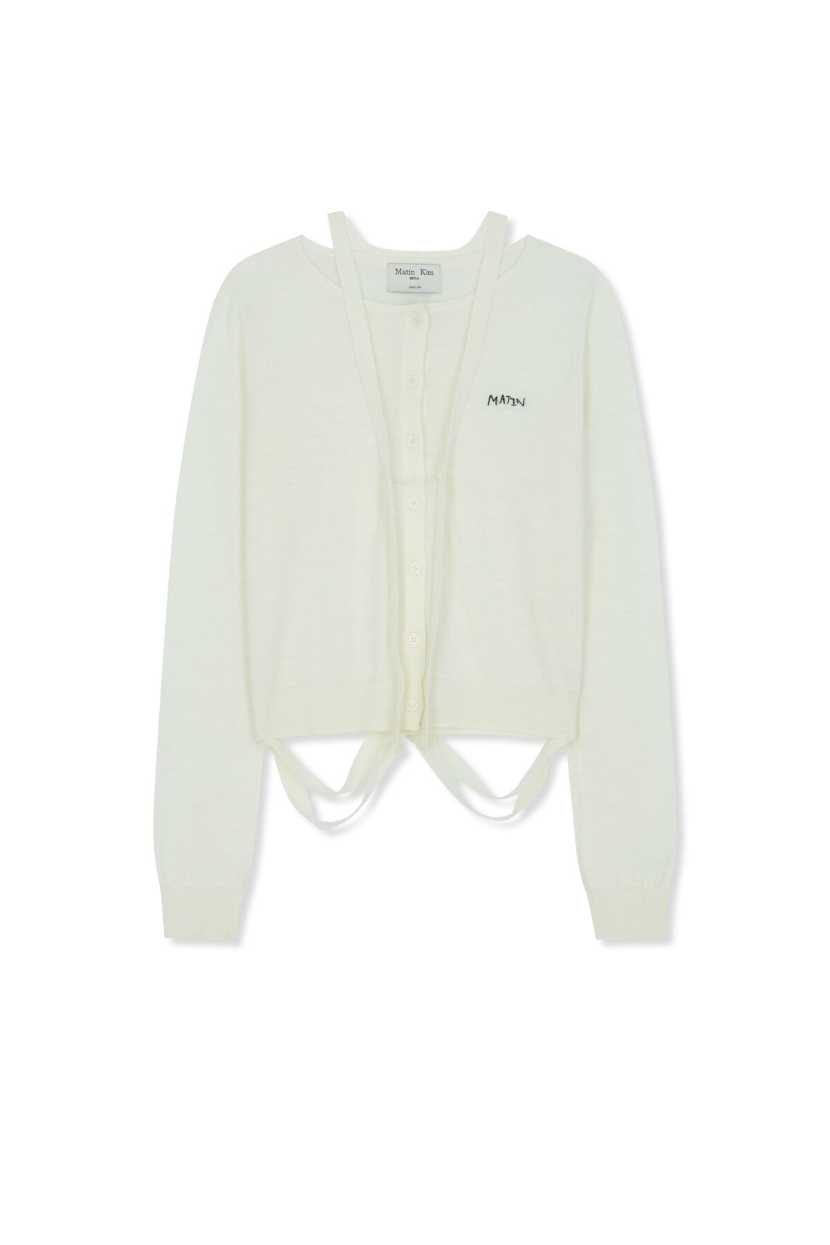 マーティンキム カーディガン Matin Kim STRING DETAIL KNIT CARDIGAN