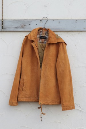 sheep leather suède hooded jacket