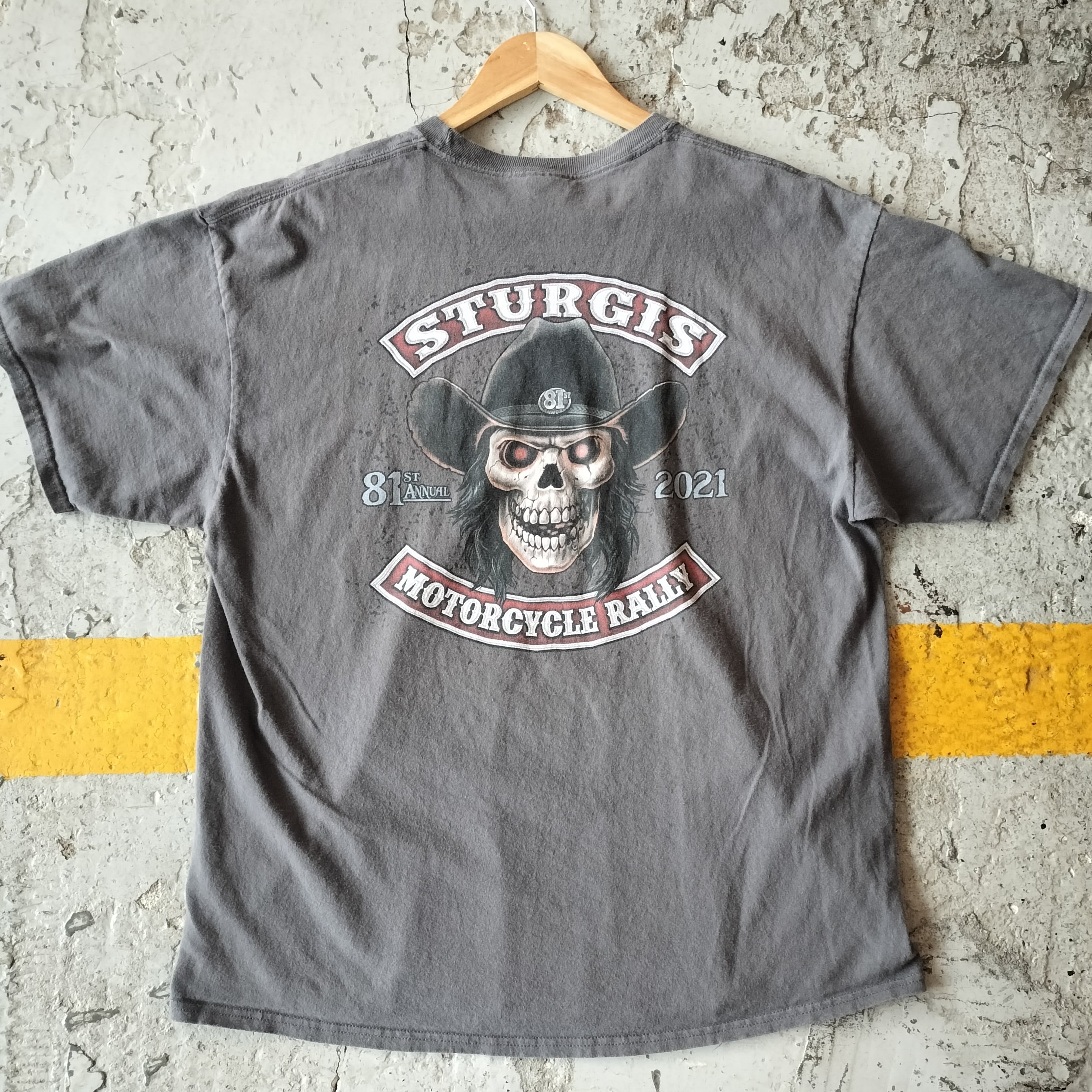 Used Tシャツ◆XL US BIKE tee"2021 STURGIS"チャコール◆ヴィンテージ 古着 アメリカン