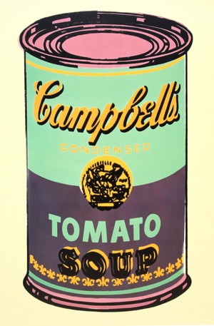 アンディ・ウォーホル「キャンベル・スープ(トマト/グリーン&パープル)1968」展示用フック付大型サイズジークレ ポップアート 絵画