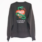 新品同様 HUMAN MADE ヒューマン メイド TSURIAMI SWEATSHIRT SNAKE HM29CS011 吊り編 クルーネック スウェットシャツ ブラック トップス トレーナー ハート スネーク 蛇 サイズL febk