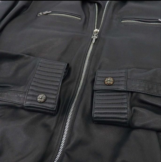 CHROME HEARTS 正規品 レザージャケット クロスボールボタン 本革 クロムハーツ Chrome Hearts クロスボールボタンレザーテーラード
