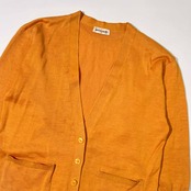 リネン pierre cardin ピエールカルダン 長袖 ニット カーディガン M/イエロー レディース 麻