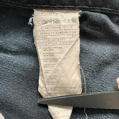 USA生地製 ブラック ダブルニー Carhartt EB136 BLK w30 詳細写真11
