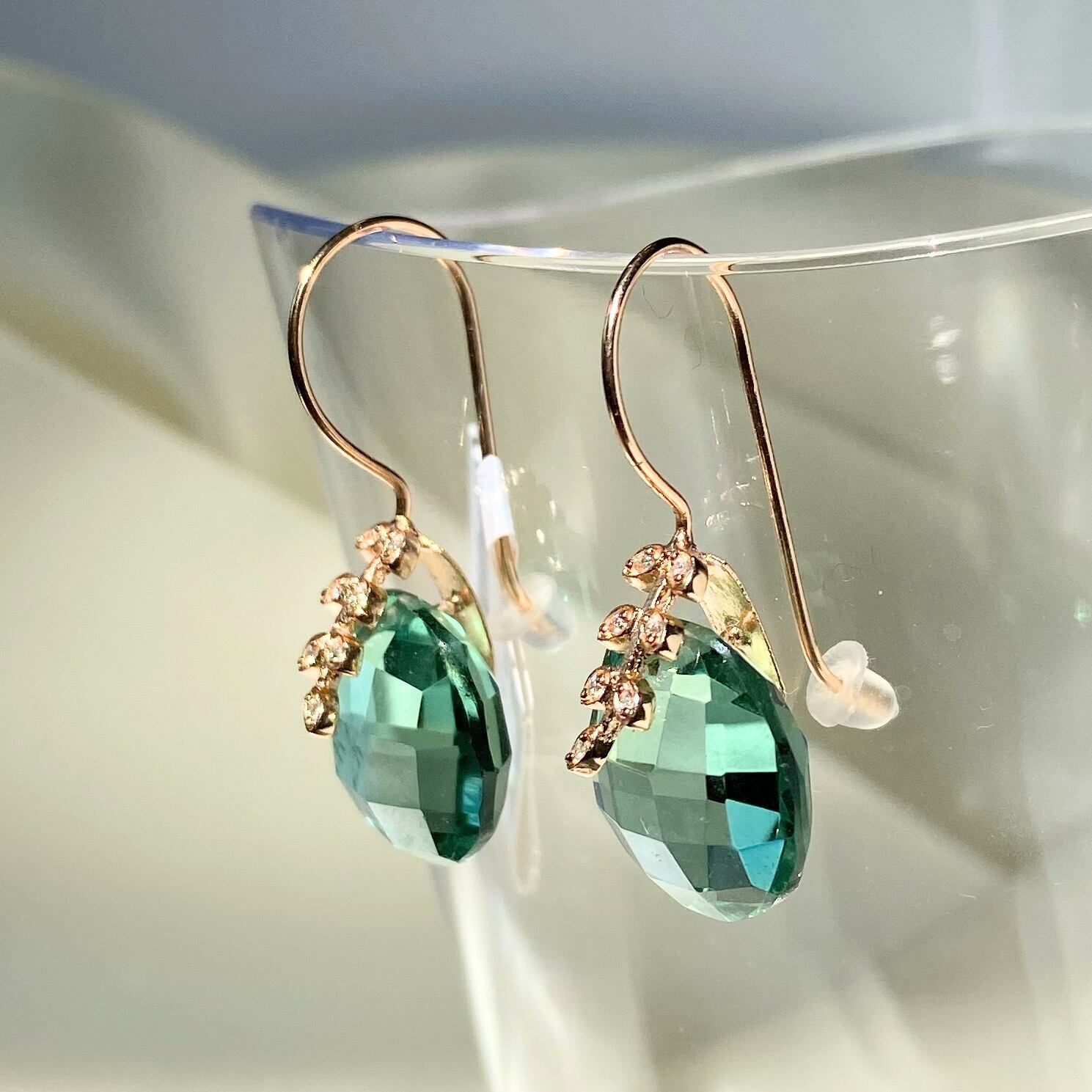 Atelier Mon(アトリエモン)グリーンアメジスト ジルコニア ドロップピアス