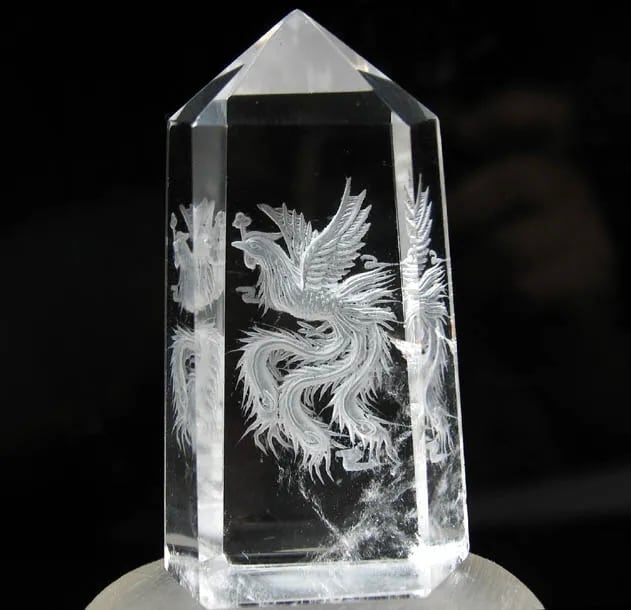 天然本水晶 鳳凰掘り水晶☆立体彫り☆D002 | 水晶・天然石アクセサリー