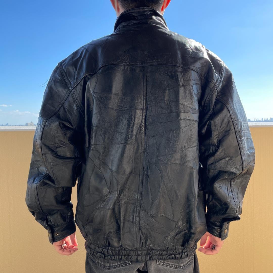 レザージャケット ブルゾン アウター XL ブラック 黒 古着 ビンテージ